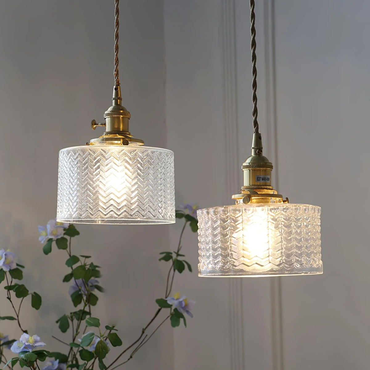 Vintage Glass Pendant Light With Polished Brass Finish | Galvix