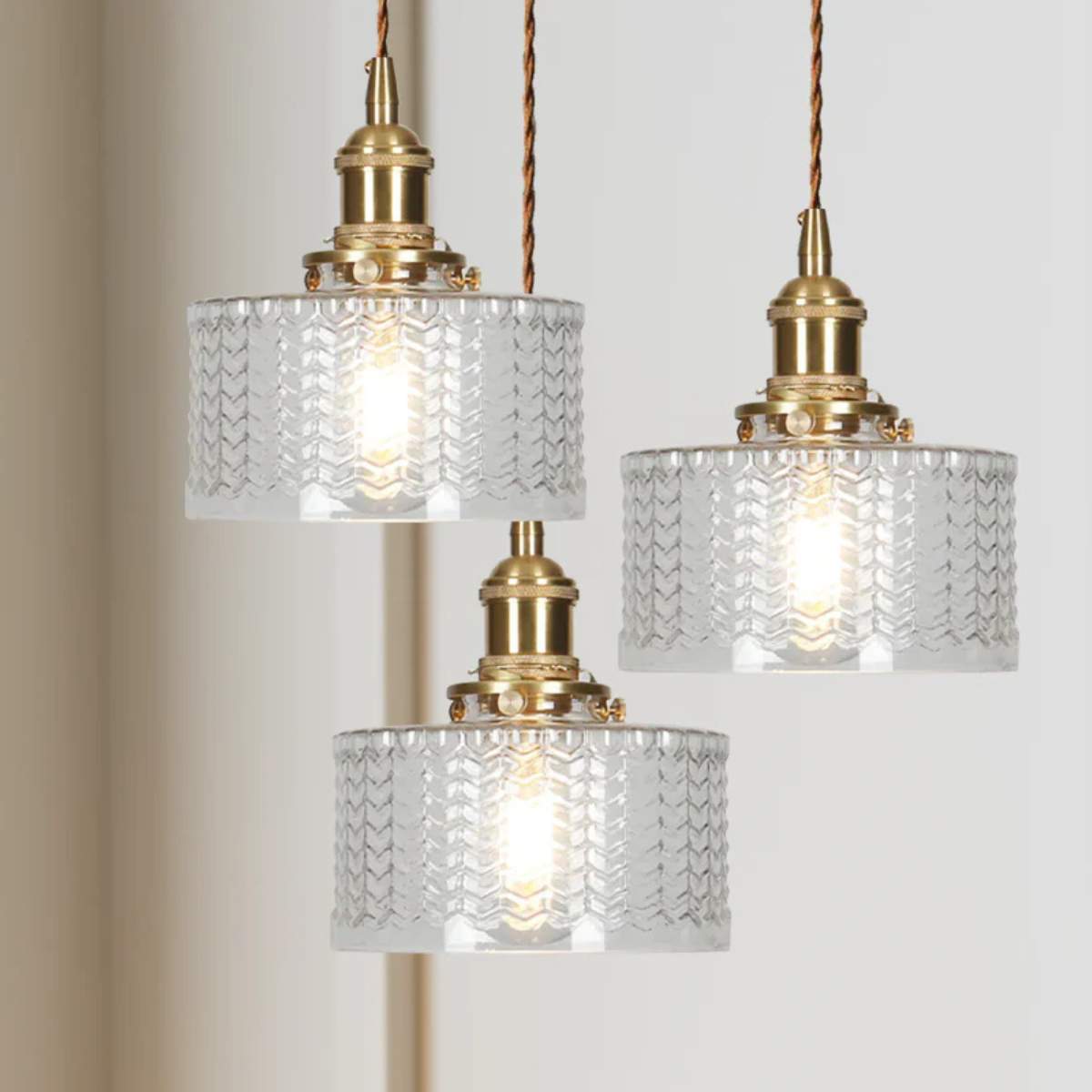 Vintage Glass Pendant Light With Polished Brass Finish | Galvix