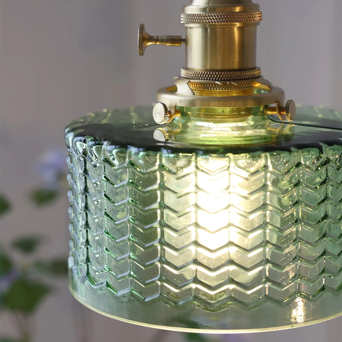 Vintage Glass Pendant Light With Polished Brass Finish | Galvix