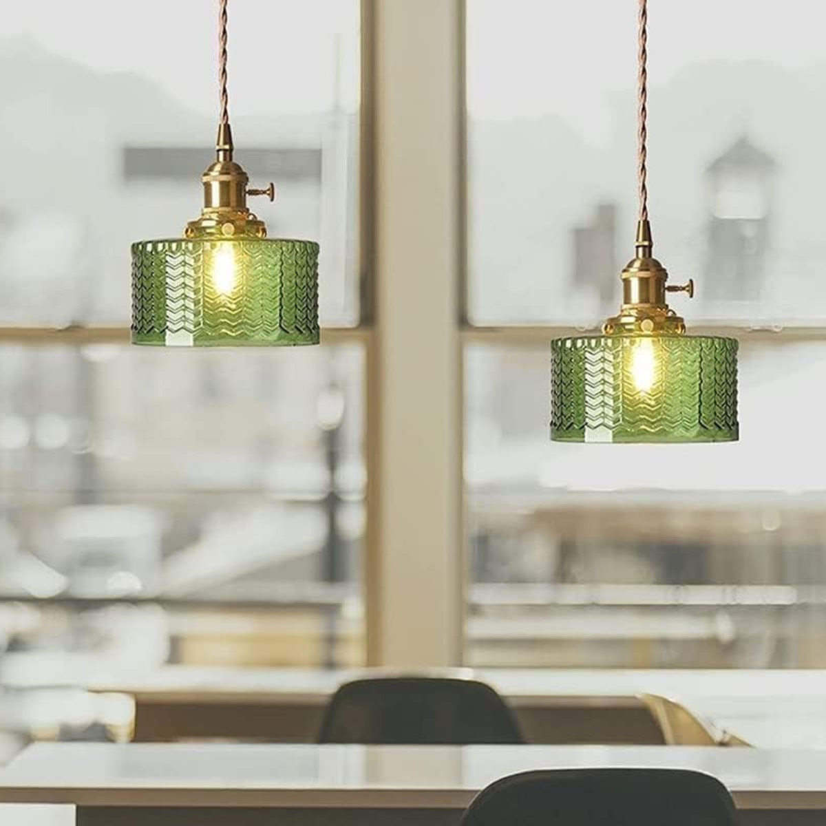 Vintage Glass Pendant Light With Polished Brass Finish | Galvix