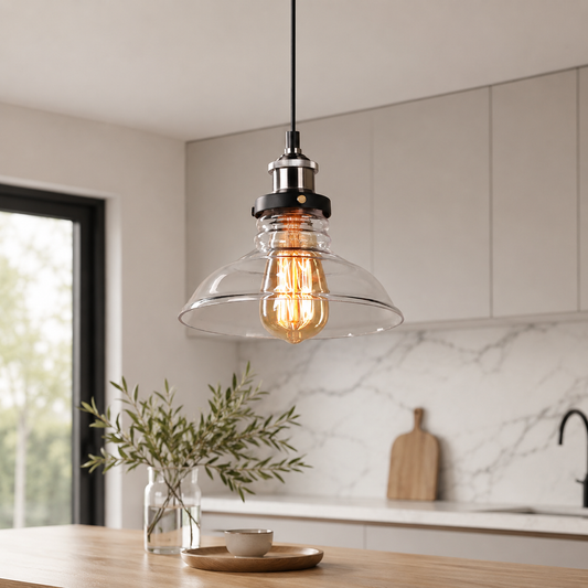 Vintage Glass Shade Pendant Light with Brass Socket | Varelix