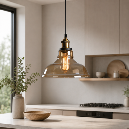 Vintage Glass Shade Pendant Light with Brass Socket | Varelix