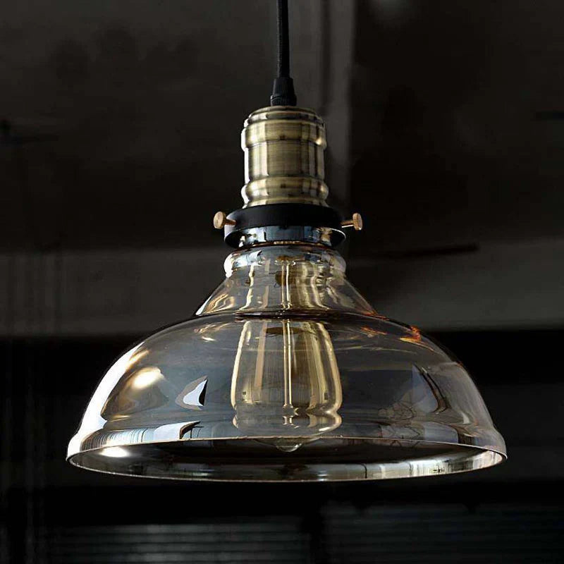 Vintage Glass Shade Pendant Light with Brass Socket | Varelix