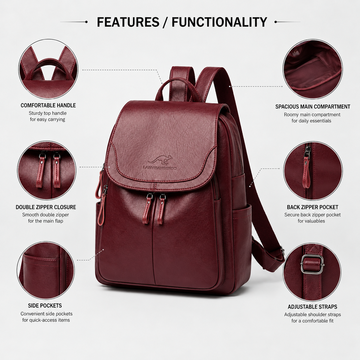 Vintage Leather Backpack | Stylish Travel Backpack for Women
