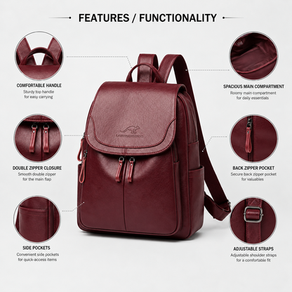 Vintage Leather Backpack | Stylish Travel Backpack for Women