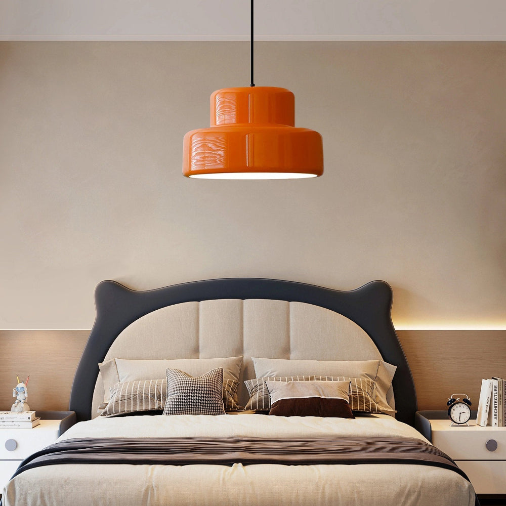 Vintage Orange Pendant Light With Bauhaus Iron Design | Sorvian