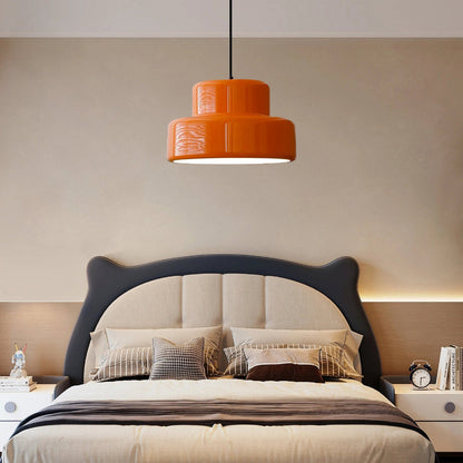 Vintage Orange Pendant Light With Bauhaus Iron Design | Sorvian