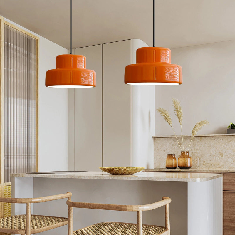 Vintage Orange Pendant Light With Bauhaus Iron Design | Sorvian