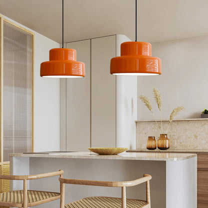Vintage Orange Pendant Light With Bauhaus Iron Design | Sorvian