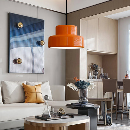 Vintage Orange Pendant Light With Bauhaus Iron Design | Sorvian