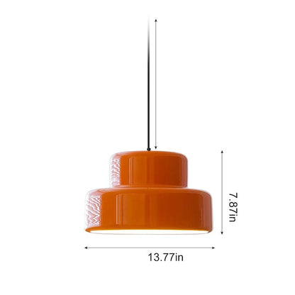 Vintage Orange Pendant Light With Bauhaus Iron Design | Sorvian