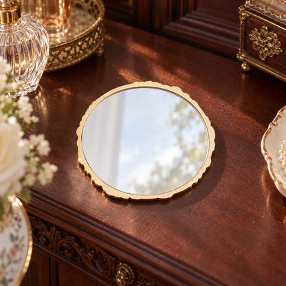 Vintage Vanity Mirror with Floral Pocket Design