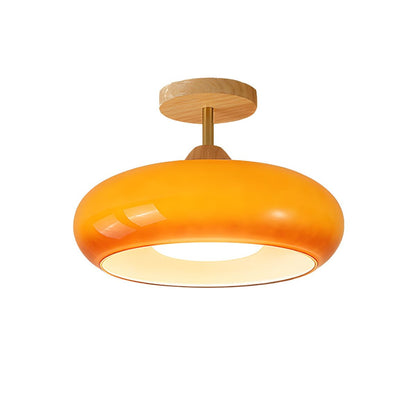 Vintage Wood Glass Drum Ceiling Light Fixture | Lumeris