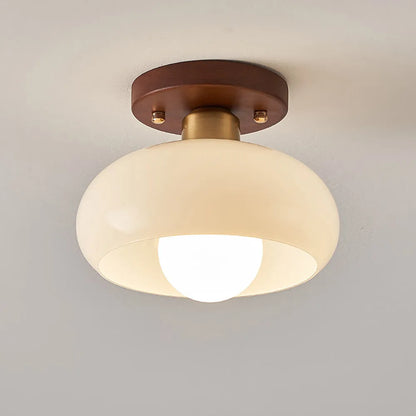 Vintage Wood Glass Semi Flush Ceiling Light Fixture | Lumvane