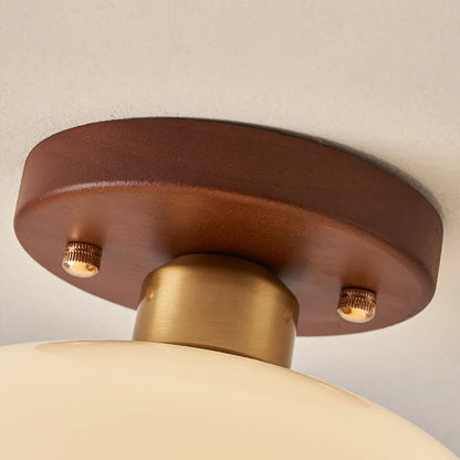 Vintage Wood Glass Semi Flush Ceiling Light Fixture | Lumvane