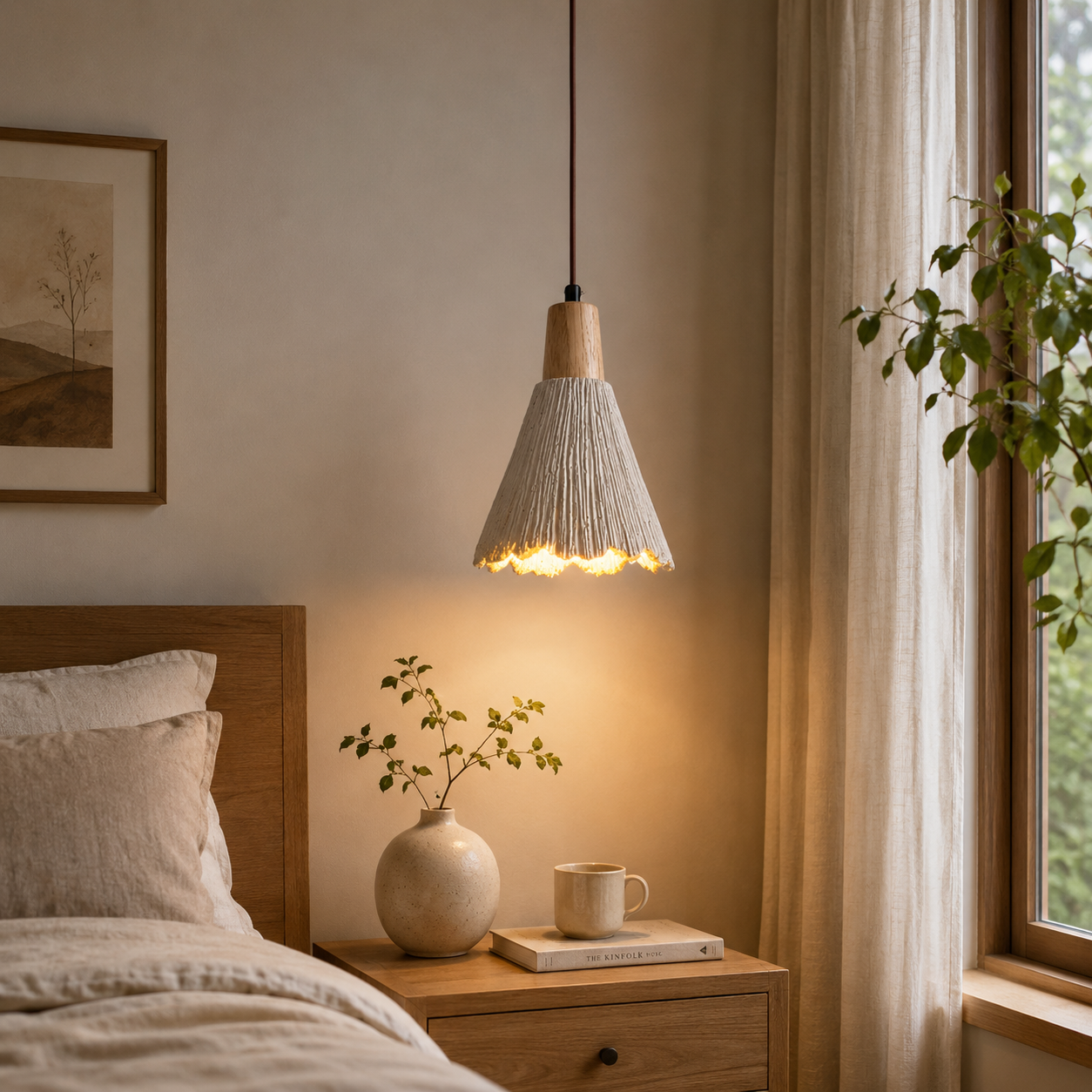 Wabi Sabi Cement Pendant Light With Handcrafted Texture | Jorvex
