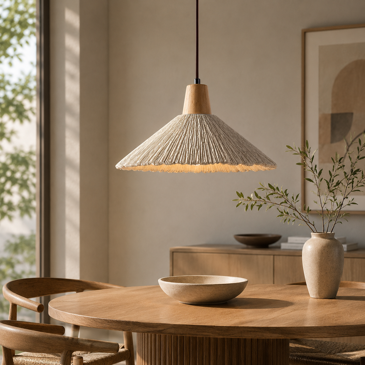 Wabi Sabi Cement Pendant Light With Handcrafted Texture | Jorvex