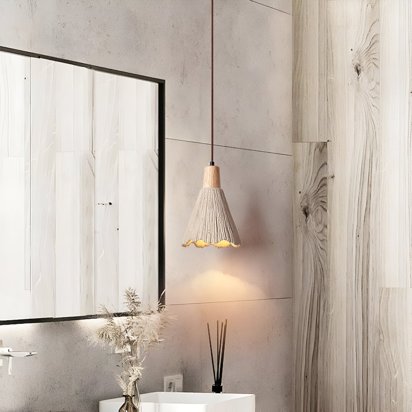 Wabi Sabi Cement Pendant Light With Handcrafted Texture | Jorvex