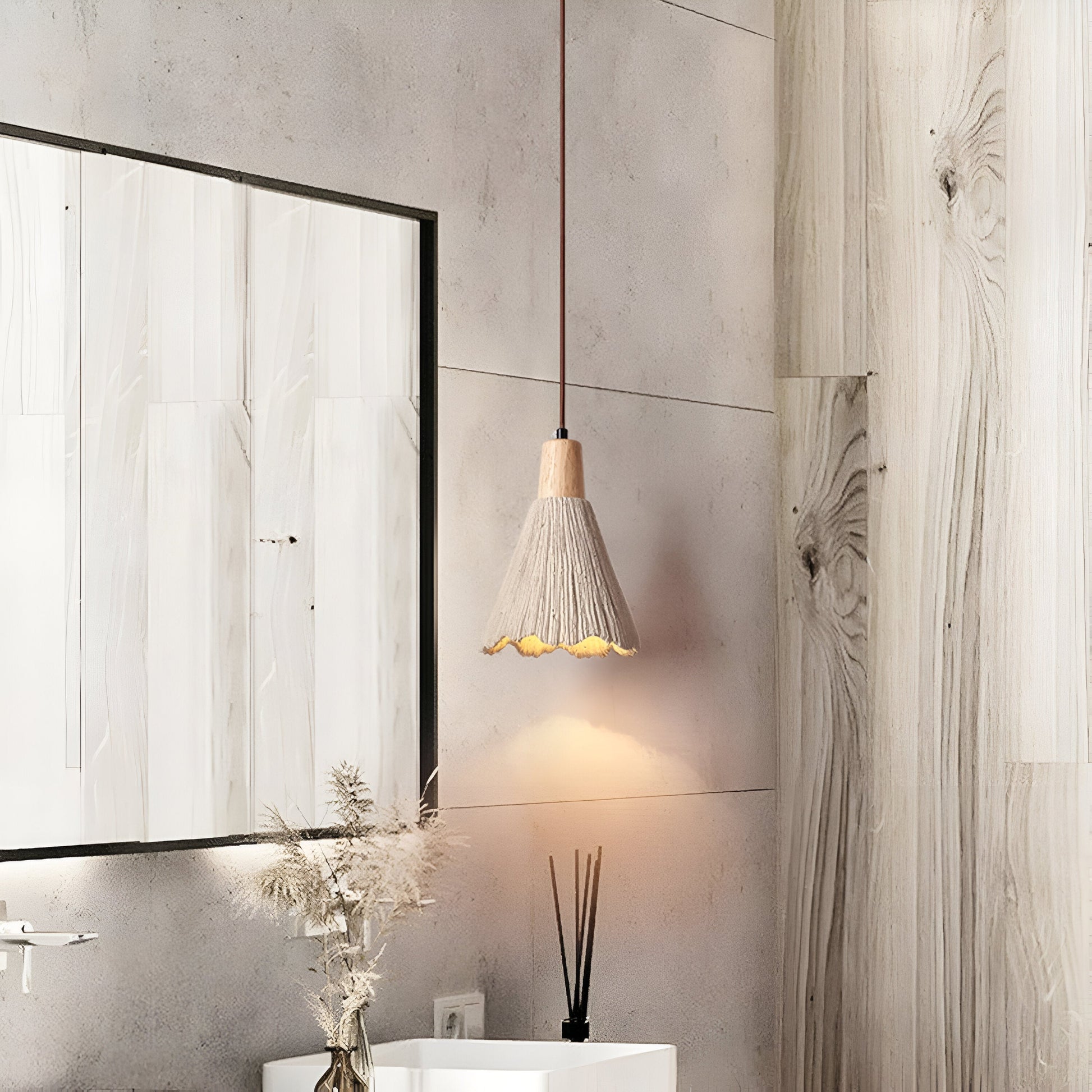Wabi Sabi Cement Pendant Light With Handcrafted Texture | Jorvex