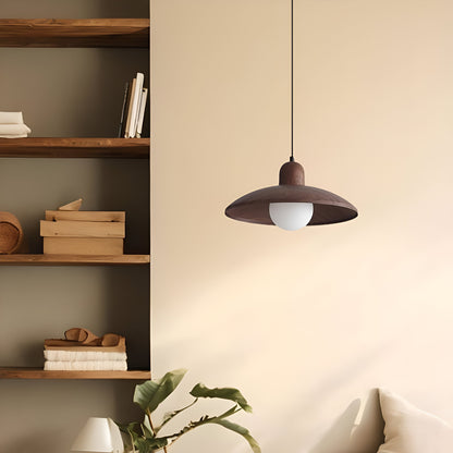 Wabi Sabi Iron Pendant Light With Walnut Wood Finish | Aurevon