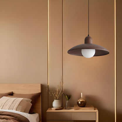 Wabi Sabi Iron Pendant Light With Walnut Wood Finish | Aurevon