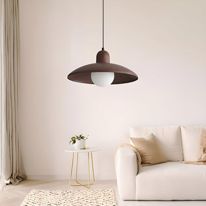 Wabi Sabi Iron Pendant Light With Walnut Wood Finish | Aurevon