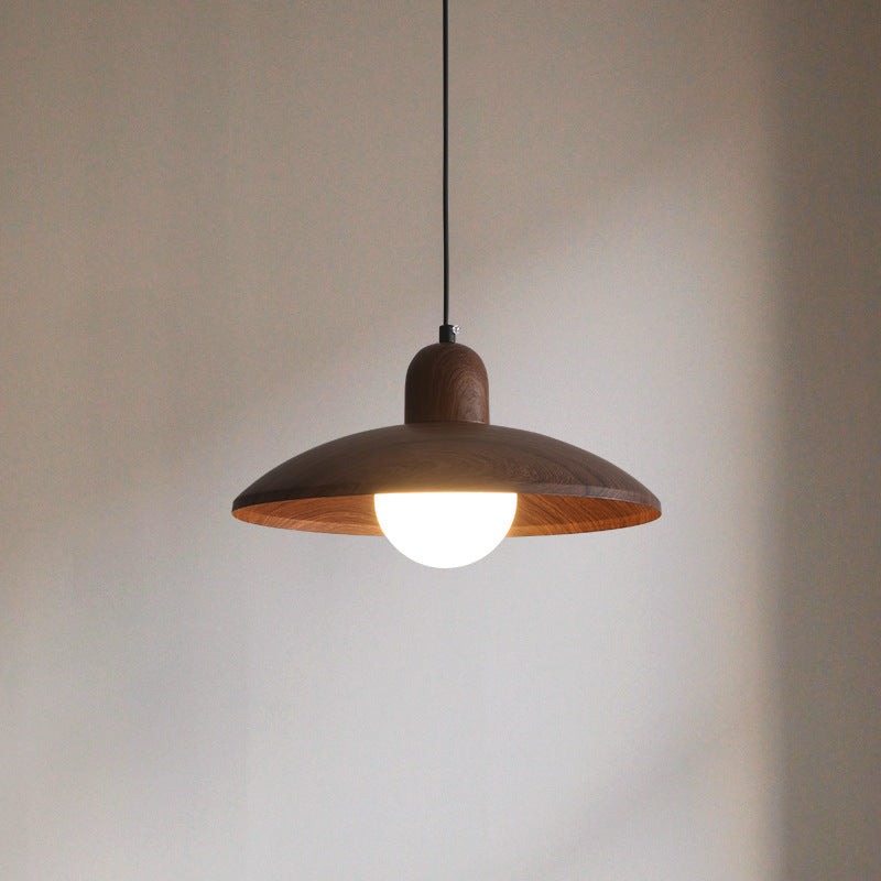 Wabi Sabi Iron Pendant Light With Walnut Wood Finish | Aurevon