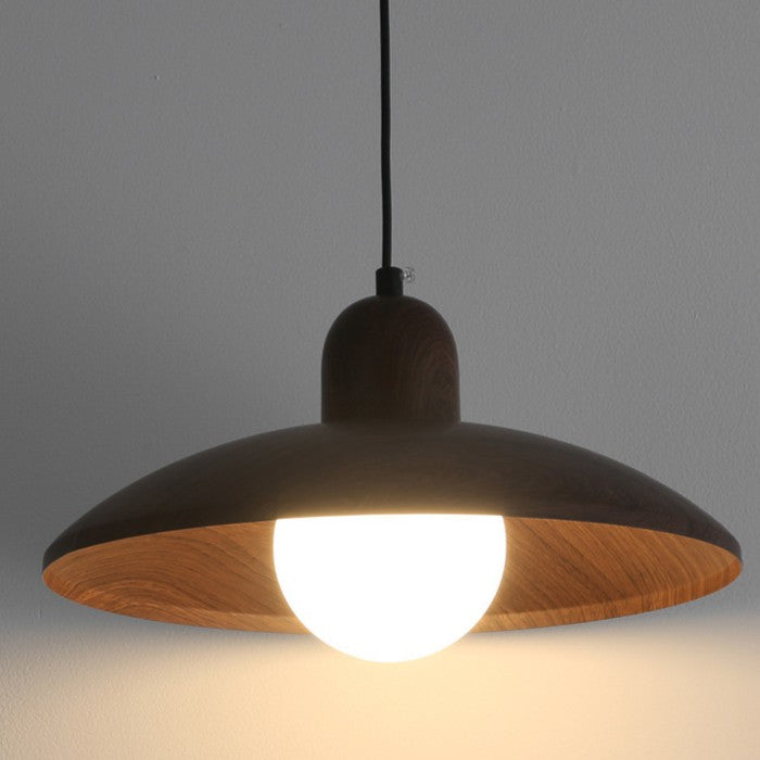 Wabi Sabi Iron Pendant Light With Walnut Wood Finish | Aurevon