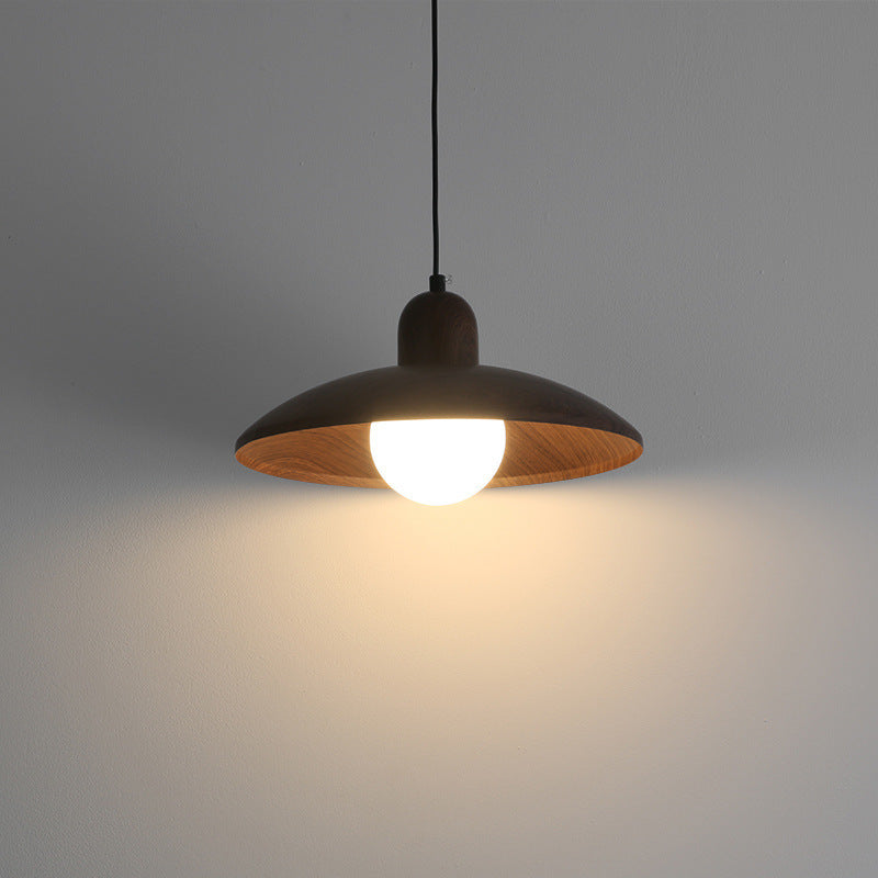 Wabi Sabi Iron Pendant Light With Walnut Wood Finish | Aurevon