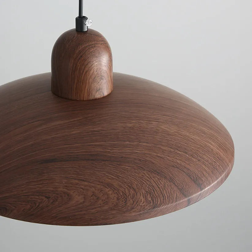 Wabi Sabi Iron Pendant Light With Walnut Wood Finish | Aurevon