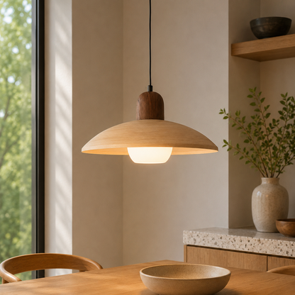 Wabi Sabi Iron Pendant Light With Walnut Wood Finish | Aurevon