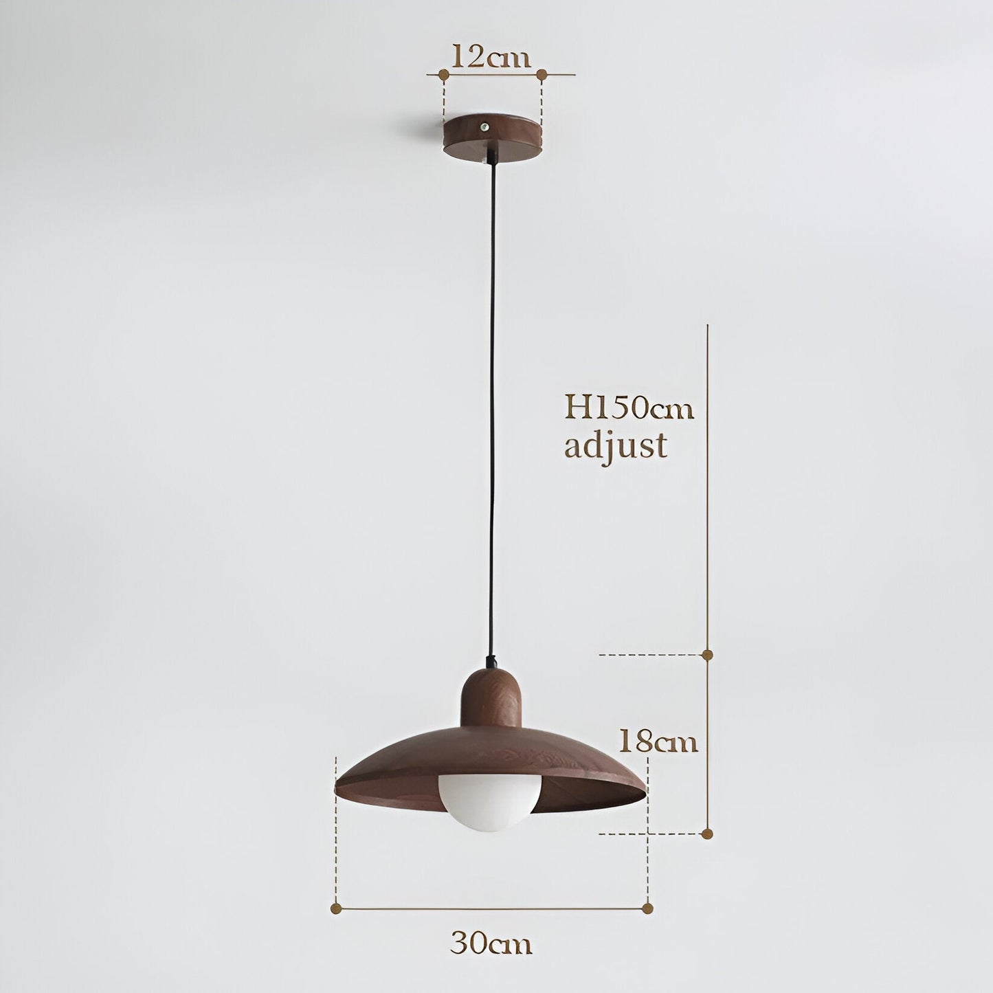 Wabi Sabi Iron Pendant Light With Walnut Wood Finish | Aurevon