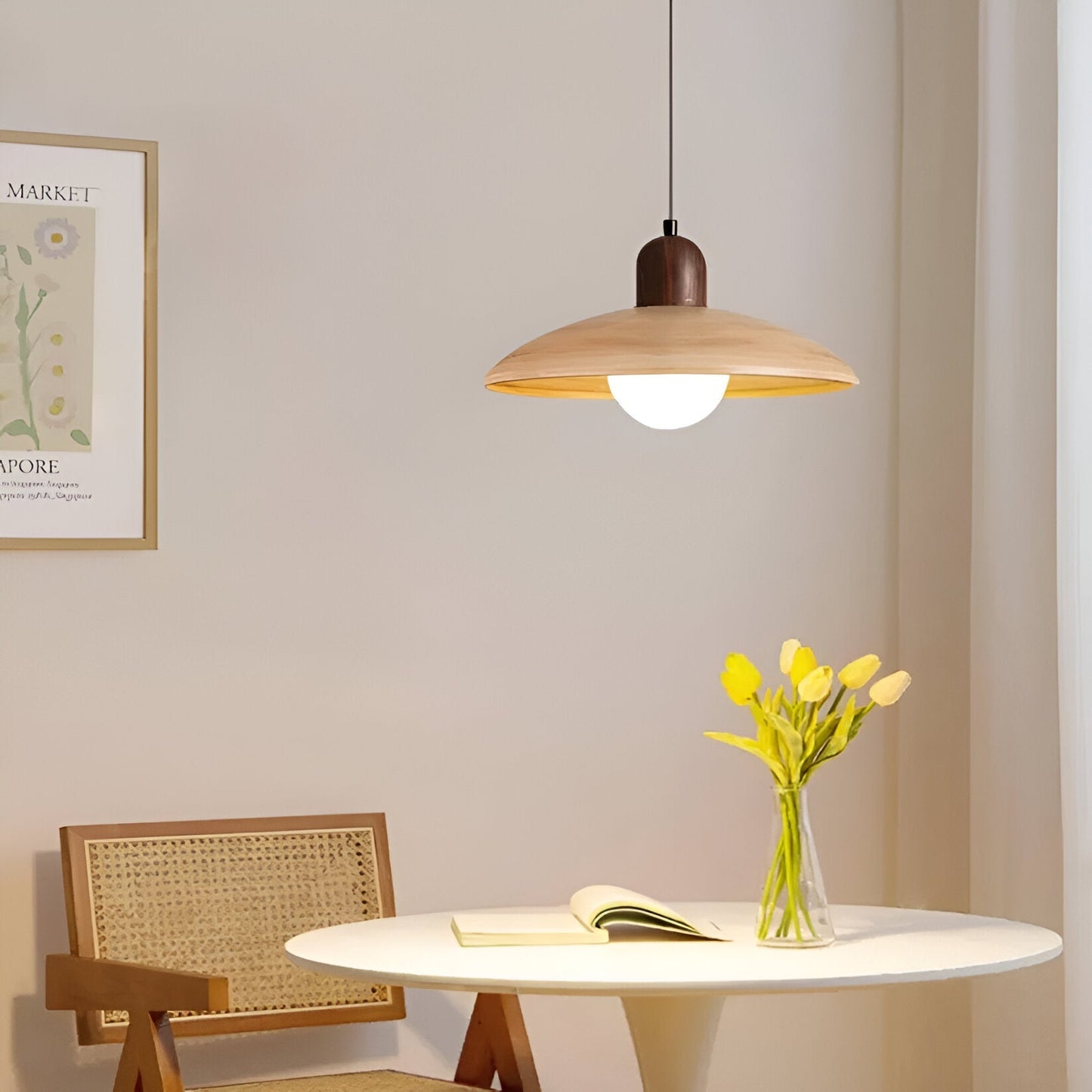 Wabi Sabi Iron Pendant Light With Walnut Wood Finish | Aurevon