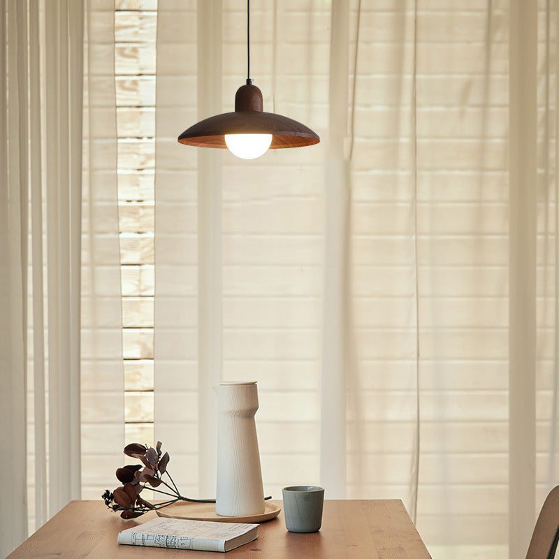 Wabi Sabi Iron Pendant Light With Walnut Wood Finish | Aurevon