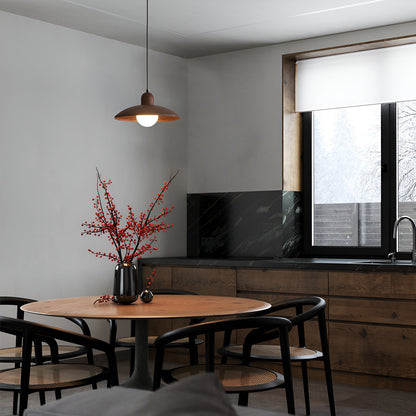 Wabi Sabi Iron Pendant Light With Walnut Wood Finish | Aurevon