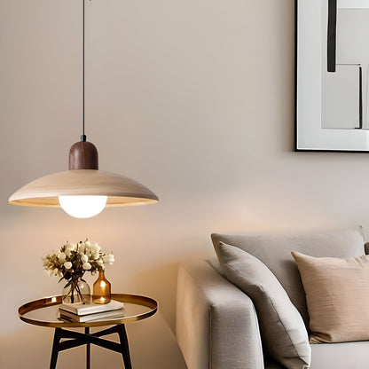 Wabi Sabi Iron Pendant Light With Walnut Wood Finish | Aurevon