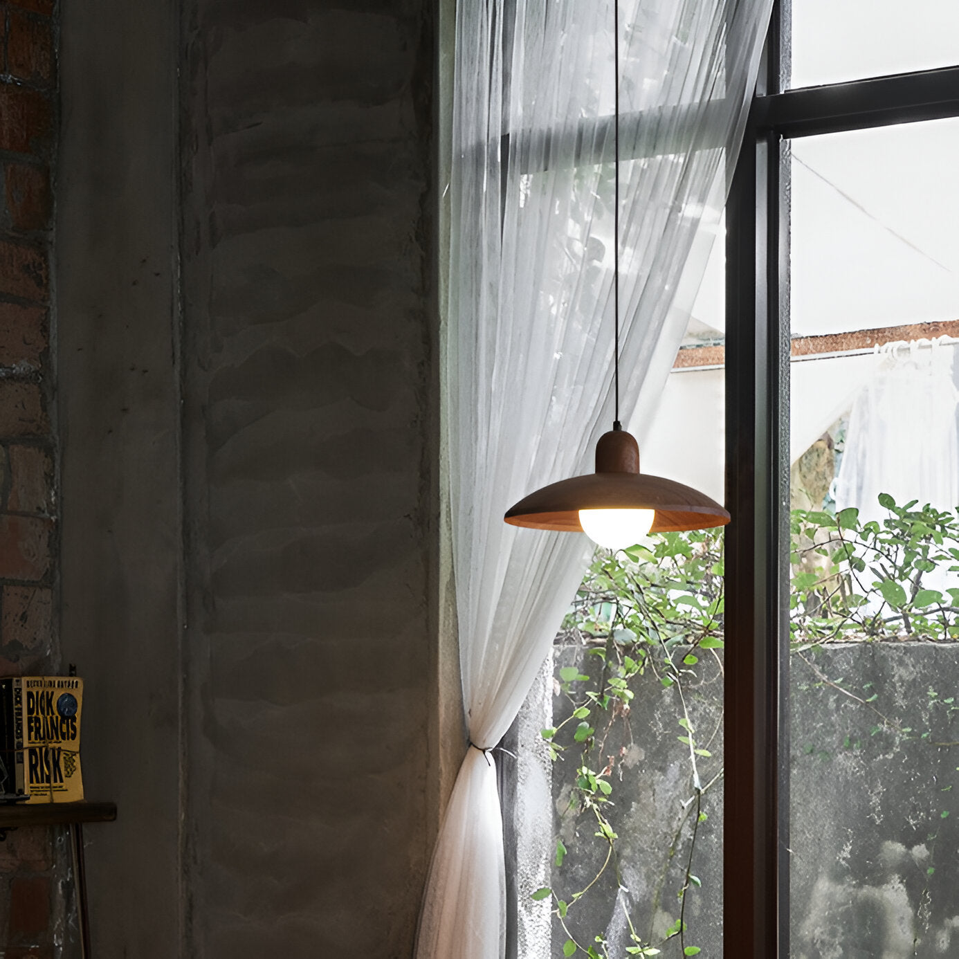 Wabi Sabi Iron Pendant Light With Walnut Wood Finish | Aurevon