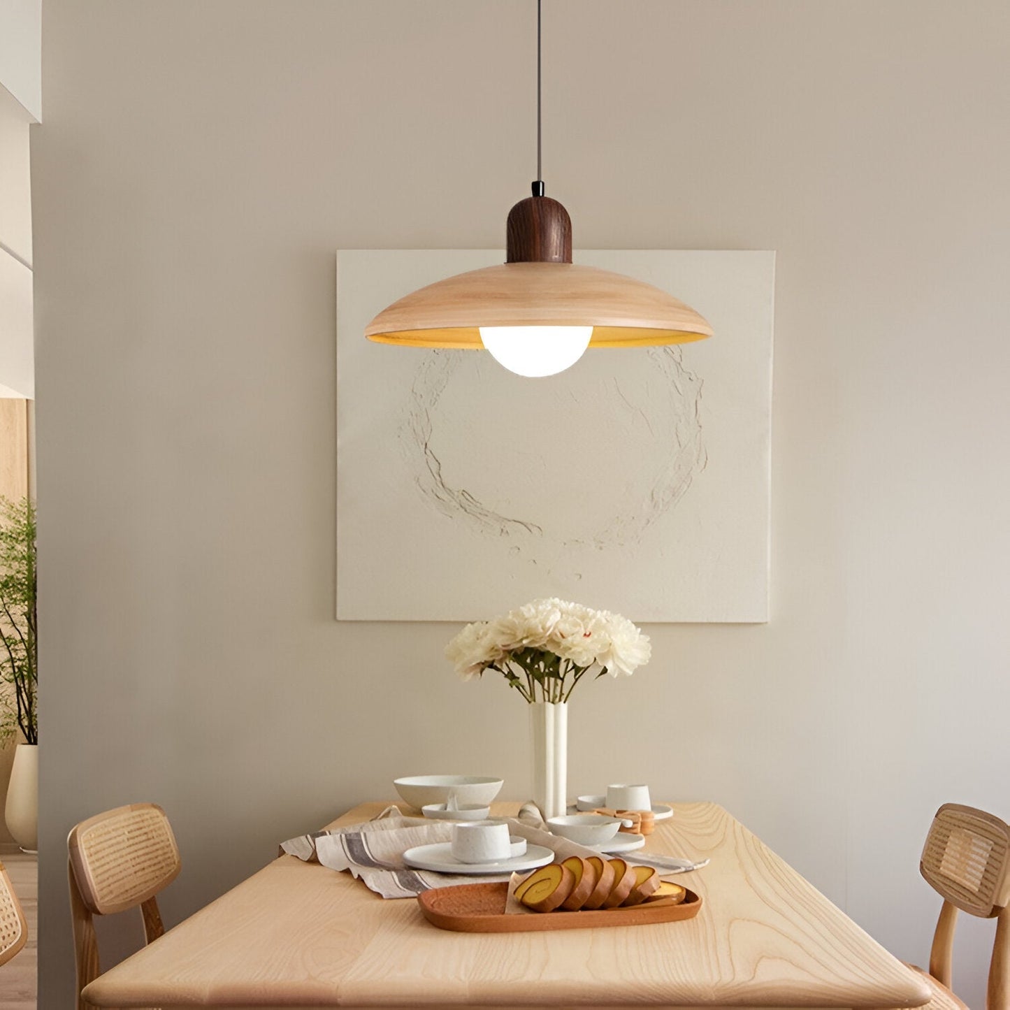 Wabi Sabi Iron Pendant Light With Walnut Wood Finish | Aurevon