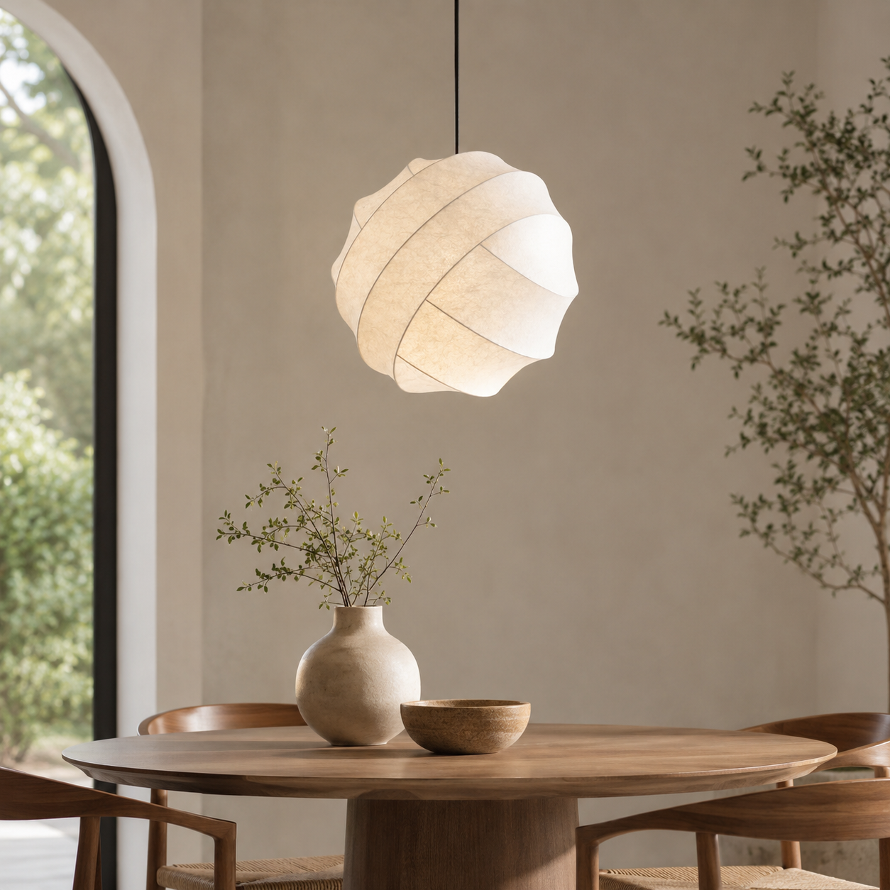 Wabi Sabi Silk Sphere Pendant Light with LED Design | Xorvane
