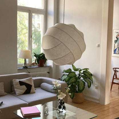 Wabi Sabi Silk Sphere Pendant Light with LED Design | Xorvane