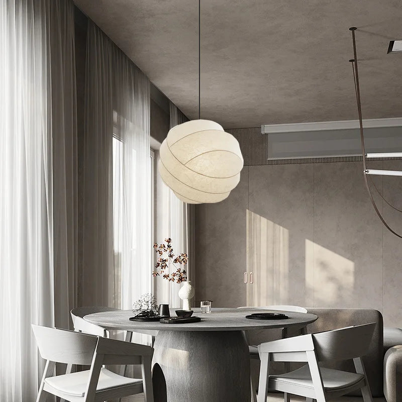 Wabi Sabi Silk Sphere Pendant Light with LED Design | Xorvane