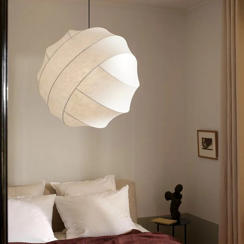 Wabi Sabi Silk Sphere Pendant Light with LED Design | Xorvane