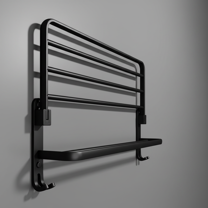 FoldRack | Wall Mounted Towel Rack in Black Aluminum