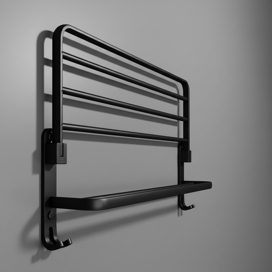 FoldRack | Wall Mounted Towel Rack in Black Aluminum