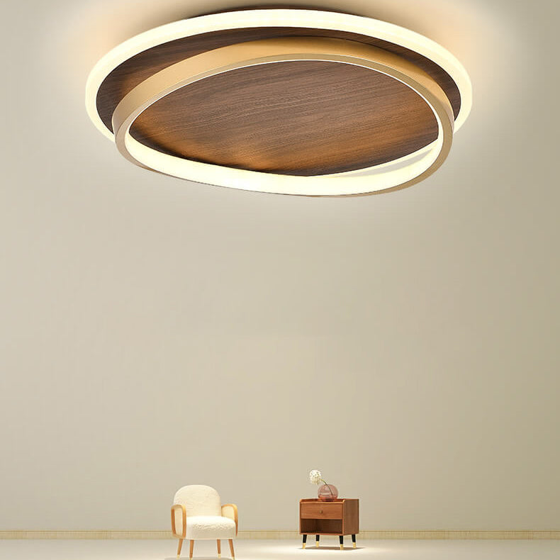 Walnut LED Dimmable Flush Mount Ceiling Light | Senqor