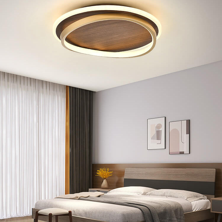 Walnut LED Dimmable Flush Mount Ceiling Light | Senqor