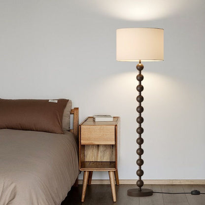 Walnut Metal Floor Lamp with Fabric Shade Modern Interior | Corvani