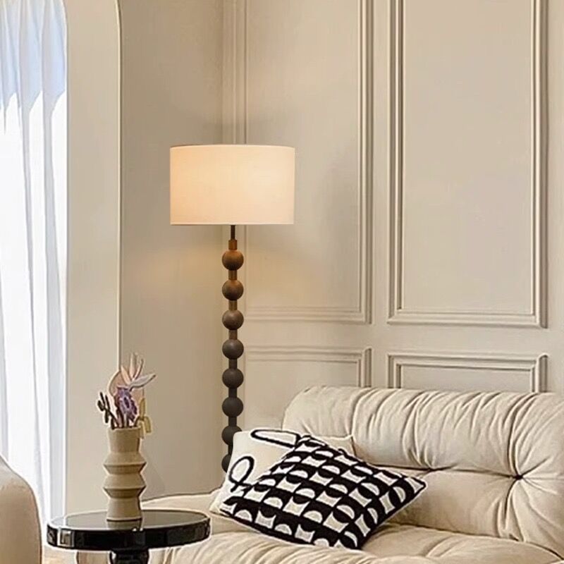 Walnut Metal Floor Lamp with Fabric Shade Modern Interior | Corvani