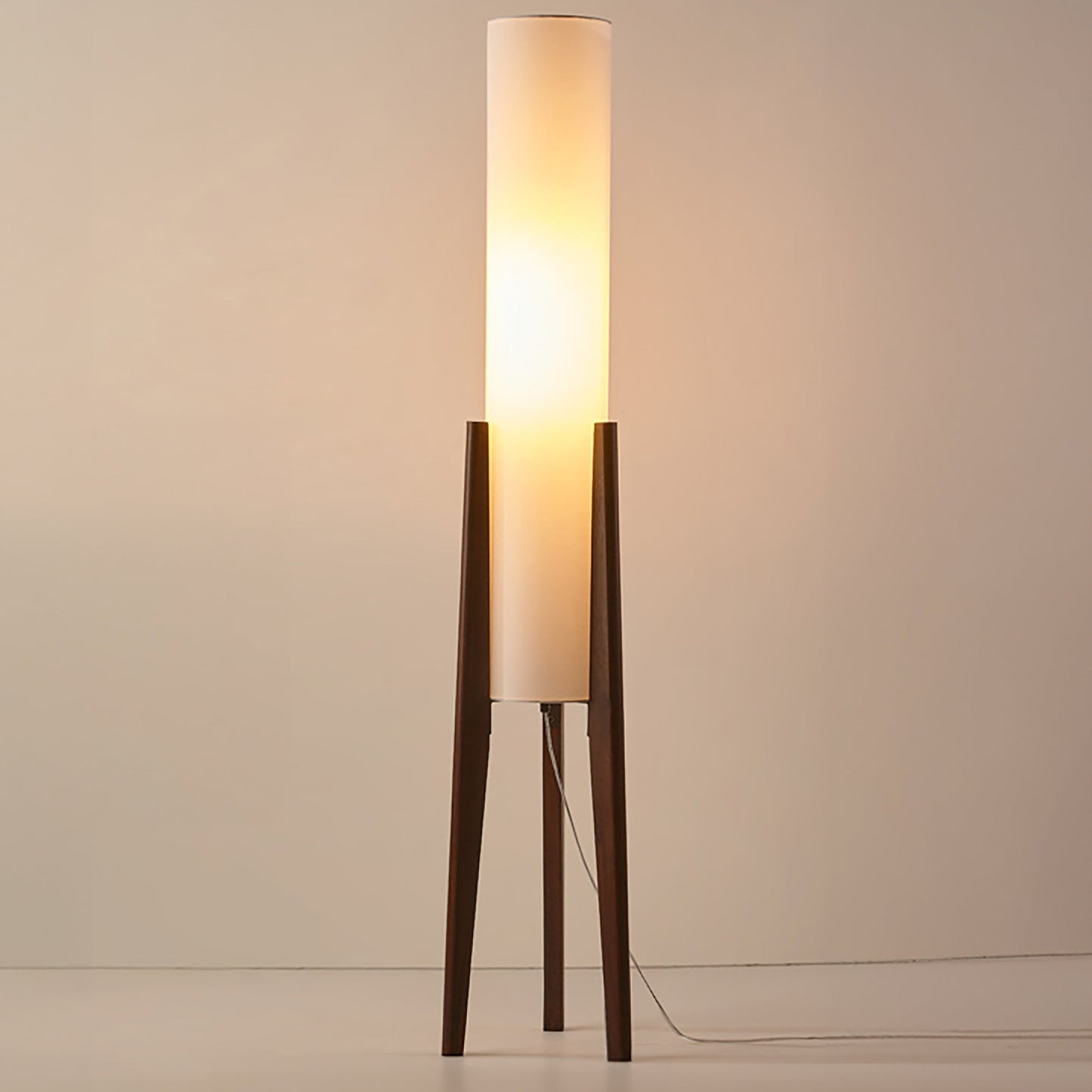 Walnut Wood Scandinavian Floor Lamp with Fabric Shade | Woodlyn