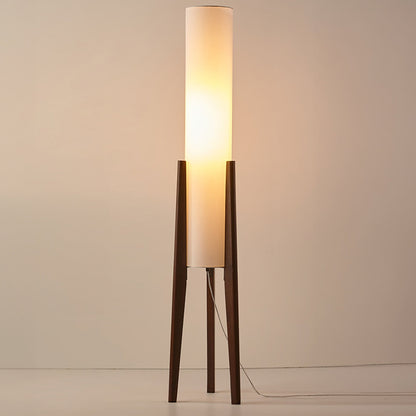 Walnut Wood Scandinavian Floor Lamp with Fabric Shade | Woodlyn